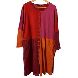 Gudrun Sjoden Color Block Artist’s Lagenlook Tunic Dress Jacket Top size XL
